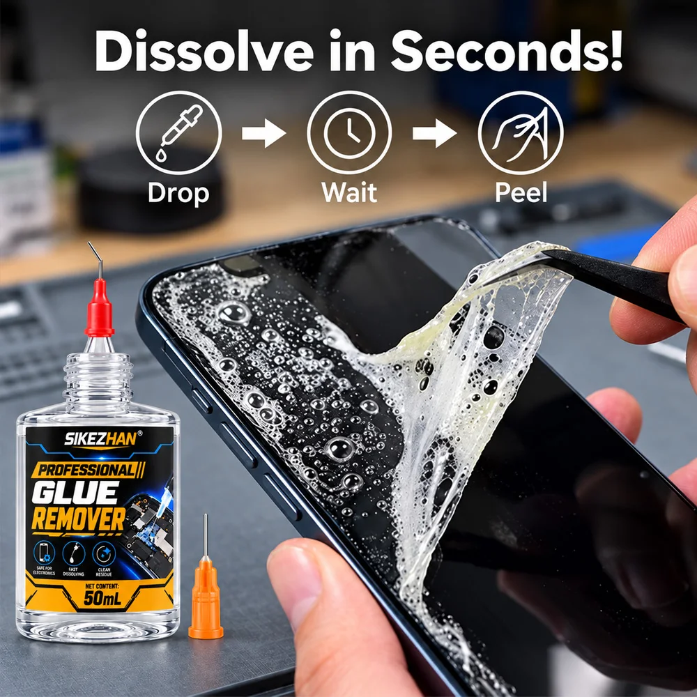 2026 Upgraded Phone Screen Adhesive Removal Kit, Glue Remover and Repair Adhesive Set with Wipes, Picks, Swabs for Mobile Phones