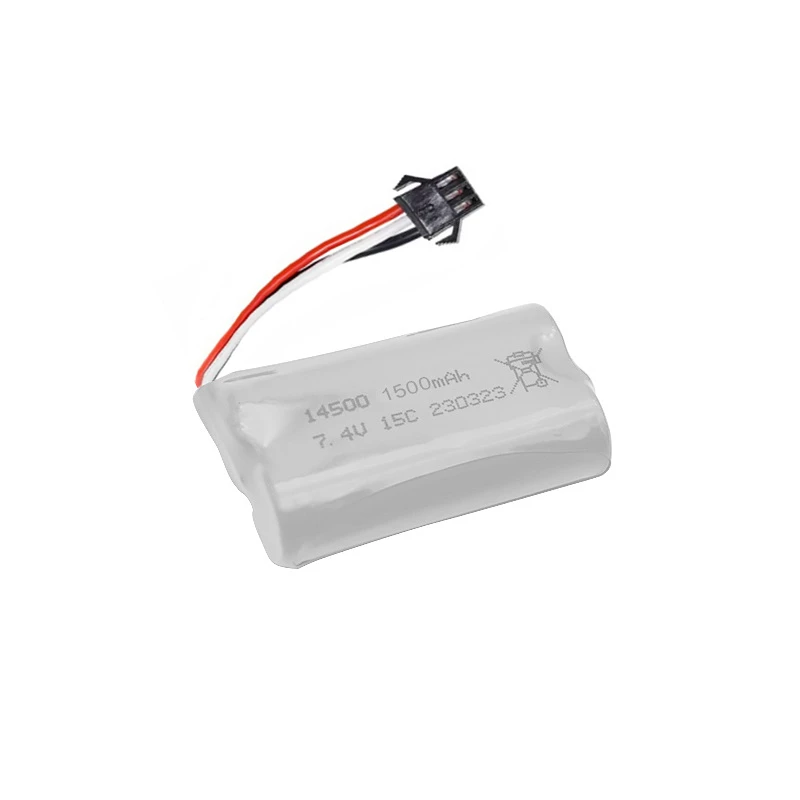 7.4V 1500mAh 14500 lithium-ion battery/with SM3P plug/USB charger for water gun RC truck ship helicopter toy battery accessories