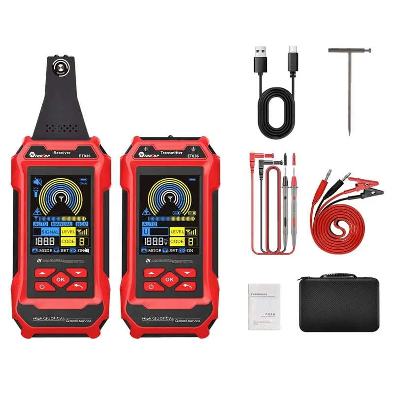 【CYBER MONDAY】TOOLTOP Dual Flashlight ET836 Cable Locator Kit For Underground Cable Wall Wiring Detection