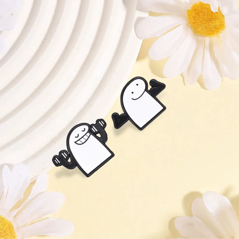 Flork Meme Lifting Dumbbell Enamel Pin Gym Humor Flork Figure Muscle Display Metal Brooch Bag Lapel Badge Fashion Jewelry Gifts