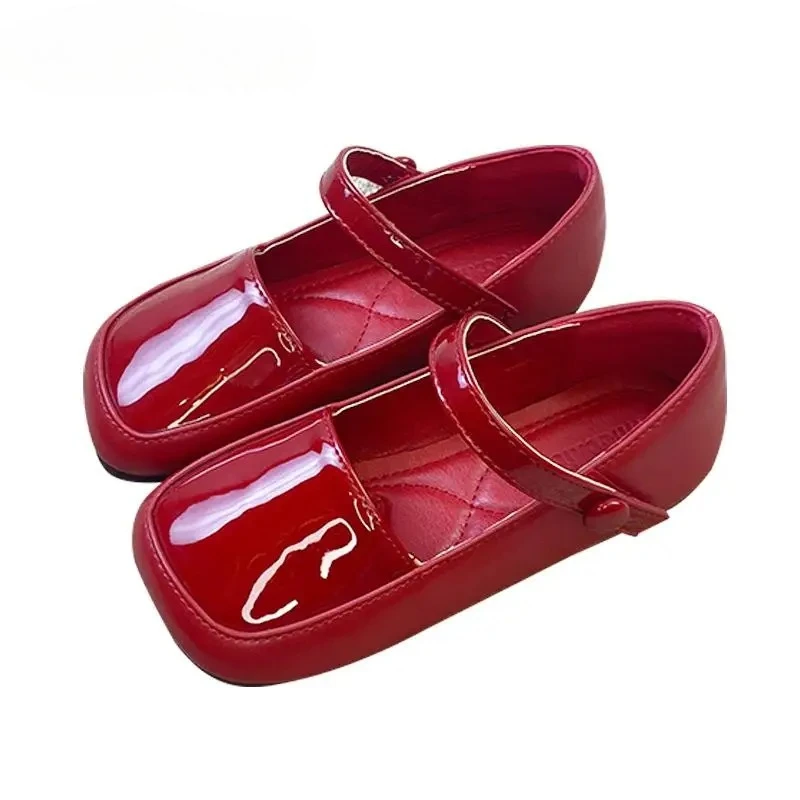 

Flat Girls Square Toe Leather Shoes Student School Footwear Black Classicics Childdren Baby Girls Mary Jane Shoe zapatos de niña