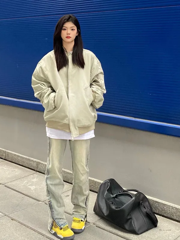 

Мужские джинсы Street Sle в стиле хип-хоп с молнией и манжетами, высокая талия, облегающий крой, повседневные, износостойкие, не выцветают, средняя высота талии