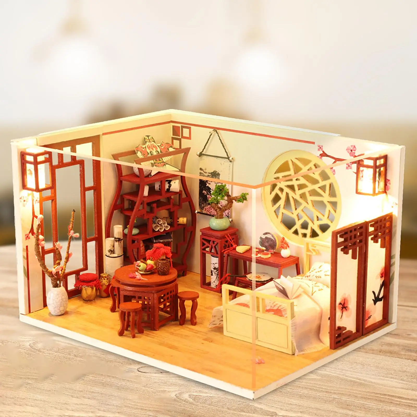 DIY Miniature Dollhouse Kits with Furniture Woodcrafts Toy Handmade Mini House Model Toy for Children Adults Teens Girls Gifts