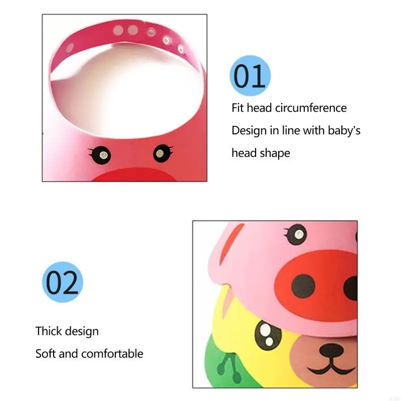 97BE Kids Bath Visor Hat Adjustable Baby Shower Cap Protect Shampoo Baby Care Shield