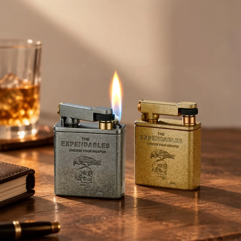 New Premium Vintage 360°Rotatable Flint Wheel Oil Lighter Alloy Portable Unique Influencer Designer Cool Festival Smoking Gift
