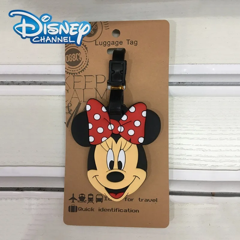 

Disney Mickey Minnie Luggage Tags Cartoon Anime Figure Suitcase Tag PVC Baggage Holder Travel Accessories Label Bag Pendant Gift