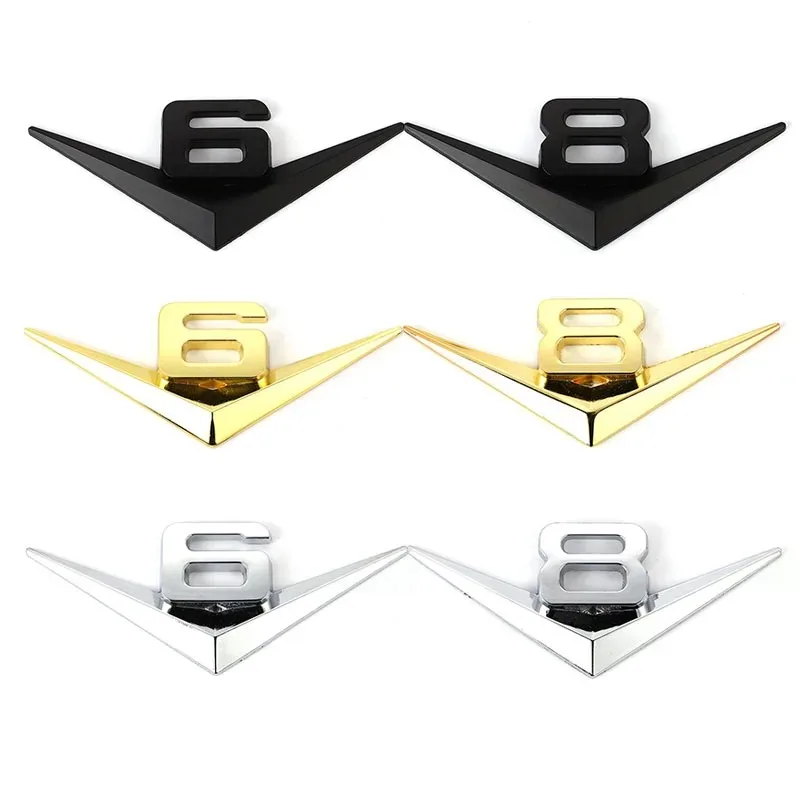 

3D Metal Car V6 V8 Engine Trunk Emblem Badge Decal Sticker For Mercedes Renault Audi Ford JEEP Toyota Hyundai Cadillac Chevrolet