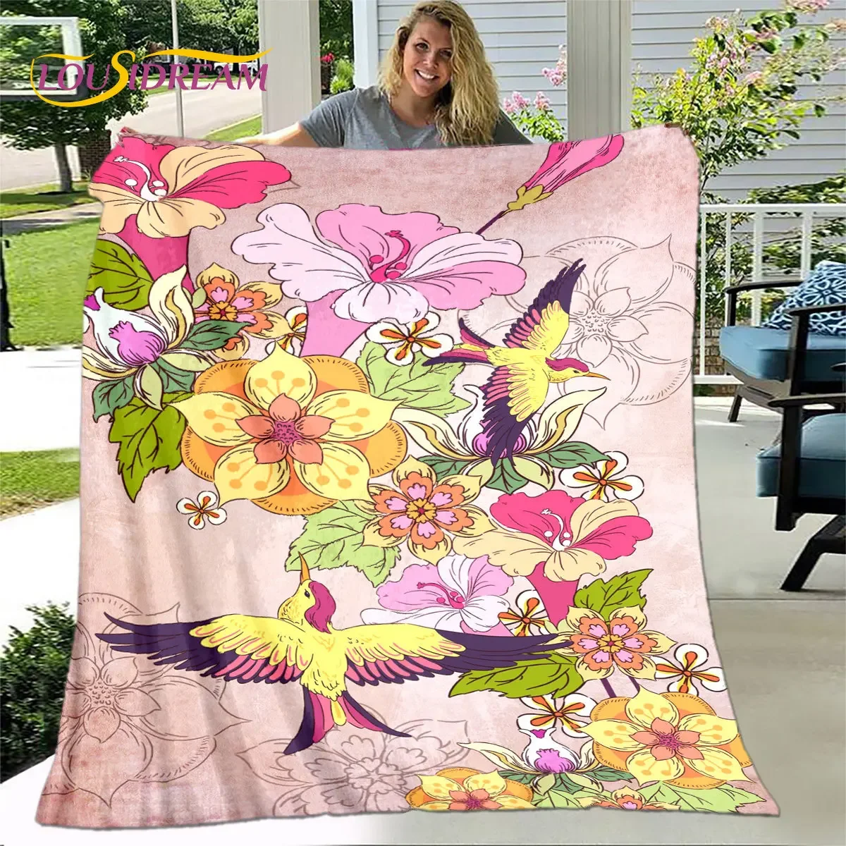 3D Classical Chinese Style  Blanket,Flannel Blanket Throw Blanket,Warm Blanket for Home Living Room Bedroom Beds Sofa Picnic Kid