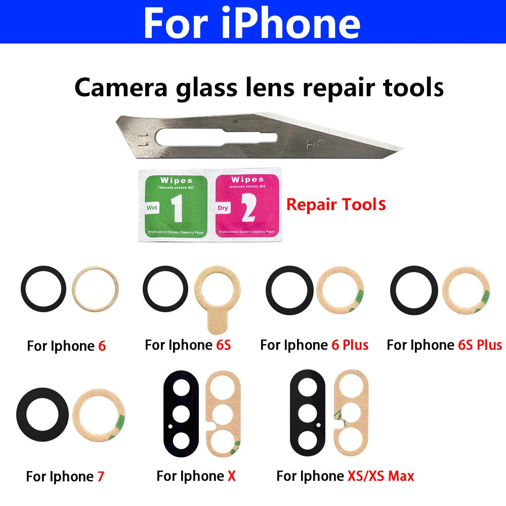 NEW Camera Glass Lens Back Rear Camera Glass Lens with Adhesive Sticker Replacement For IPhone 6 7 8 6S Plus X XR XS Max