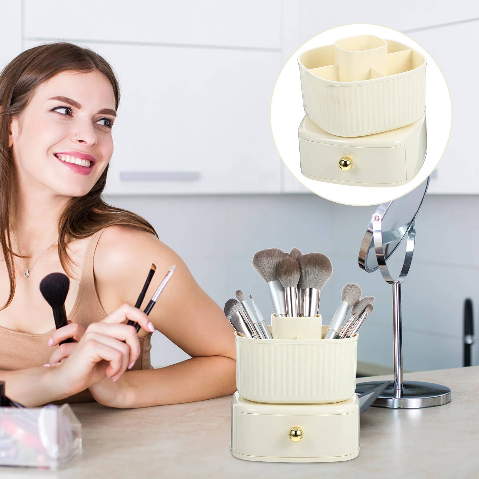 Porte-stylo brosse porte-gobelet à crayons organisateur rotatif tasse à crayons pour bureau vanité Table de rangement