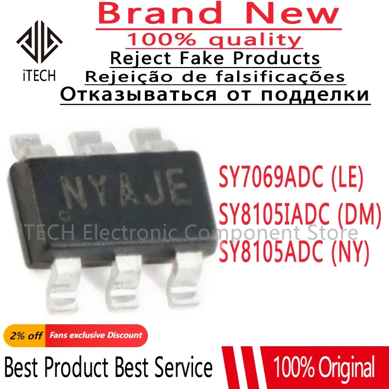 10pcs/lot Original SY8105ADC NY SY8105IADC DM TSOT-23-6 TSOT23-6 SY7069ADC Le SOT-23-6 DC-DC Power Chip Brand New and Genuine IC