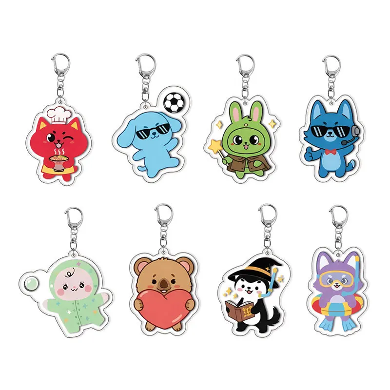 New Design Cute Cartoon Image Animal Acrylic Keychain Creative Funny Hanging Backpack Decoration Pendant Accessories Gift