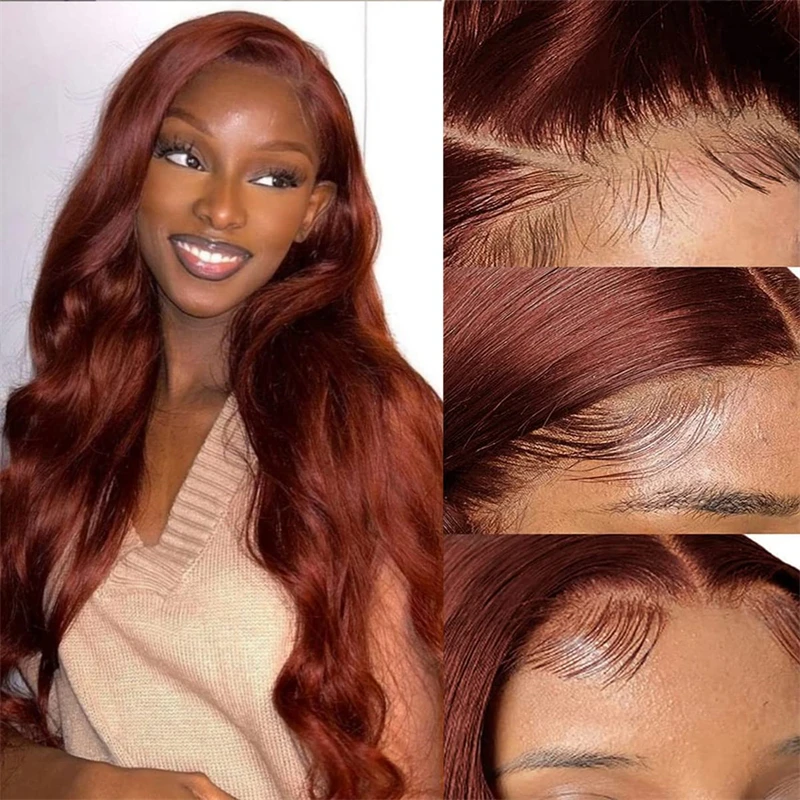 Brazylijska 30 40 cali Reddish Brown Body Wave 13x4 Lace Front Wig Human Hair 180% Water Wave 13x6 HD Lace Frontal Wigs For Women