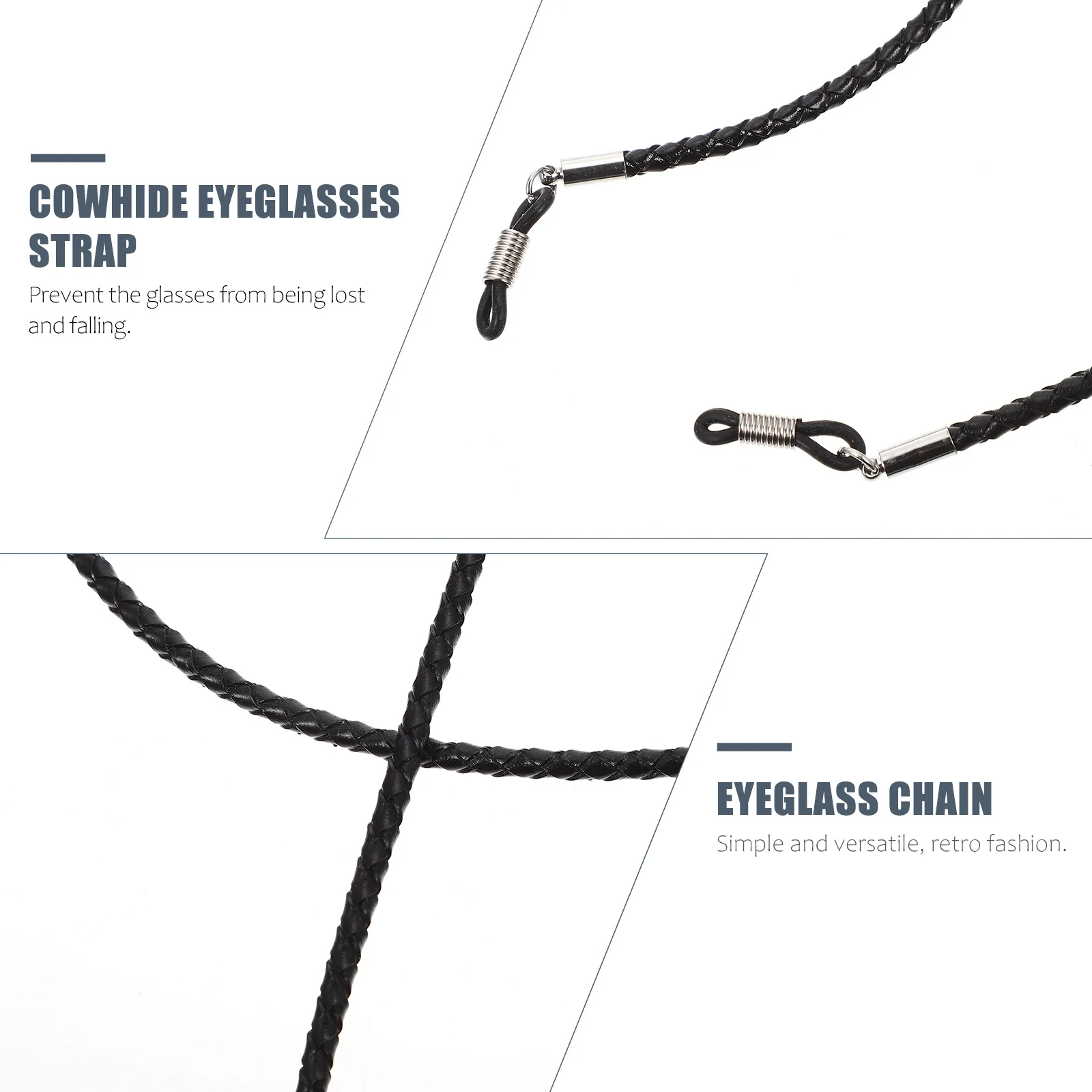 

2Pcs Glasses Hanging Rope Skin-Friendly Cowhide Strap for Eyewear Secure Fit Not Easy to Break Fashionable Matching Outfits