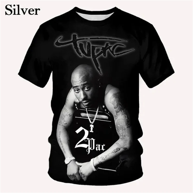 2pac Tshirts Rapper Star Tupac 3D Print Summer Tees Streetwear O-Neck Short Sleeve Casual Oversized Men Women Tshirt Clothes