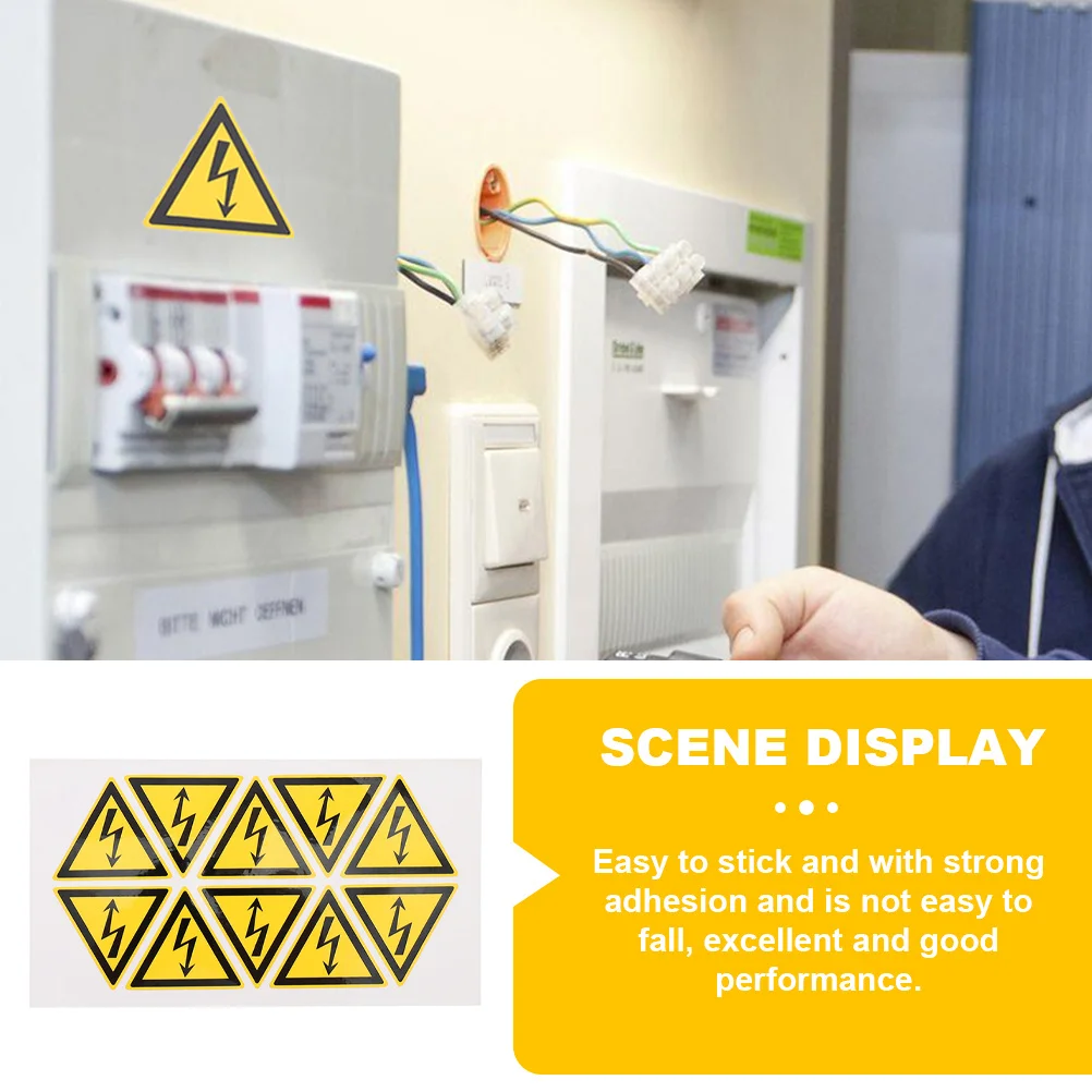 مجموعة واحدة من ملصقات التحذير المتينة للصدمات الكهربائية ملصقات التحذير للمعدات الصناعية علامة السلامة مادة Pp ملصق مقاوم للصدمات #6