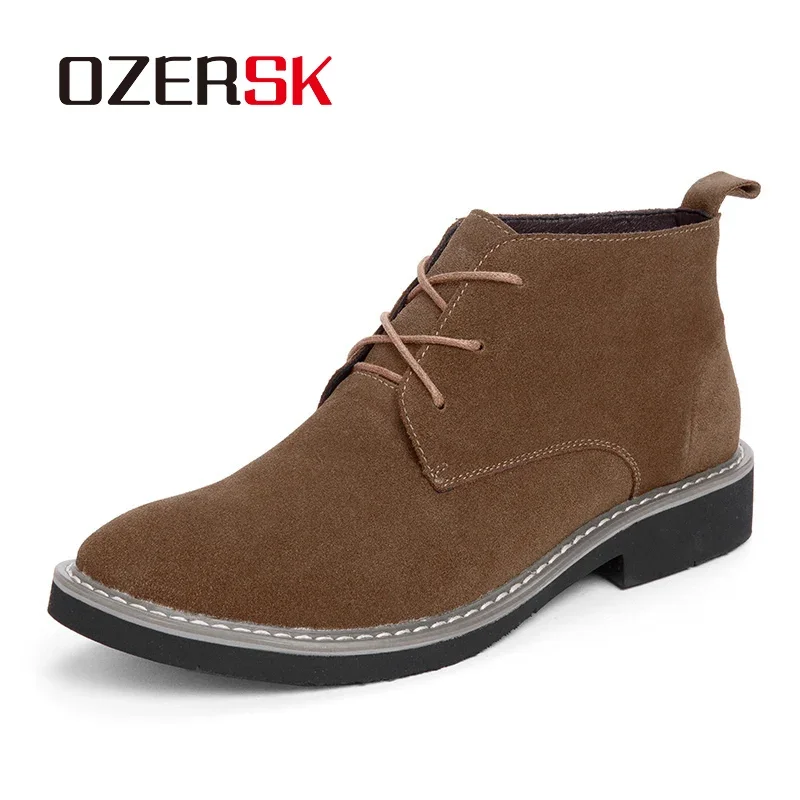 

OZERSK Men's Chelsea Boots Leather 38-46 Fashion Brand Comfortable Daily Walking Shoes Dress Office Working Boots For Men