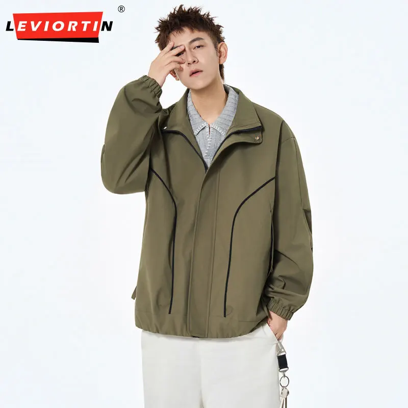 

Autumn Men's Stand Collar Lightweight Windbreaker Zip Up Jacket Casual Regular Fit Windproof Waterproof Outdoor Workwear Coats