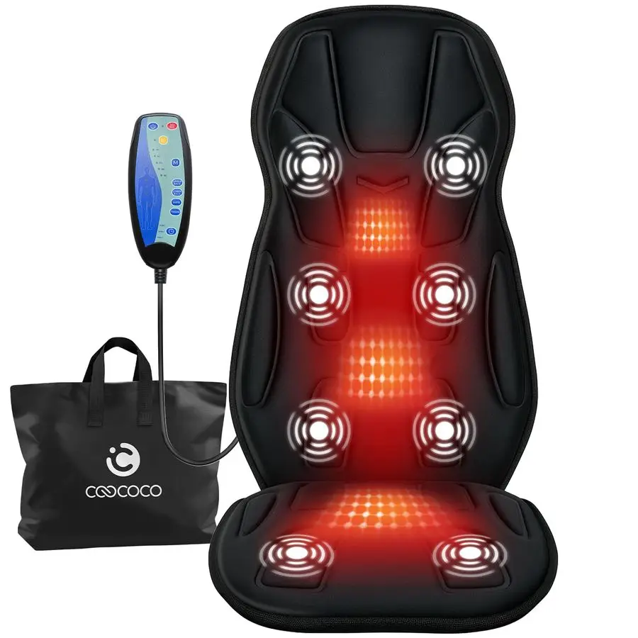 

Back Massager with Heat, 8 Vibrating Motors Massage Chair Pad with 2 Heating Levels, Massage Seat Cushion with Auto Shutoff for
