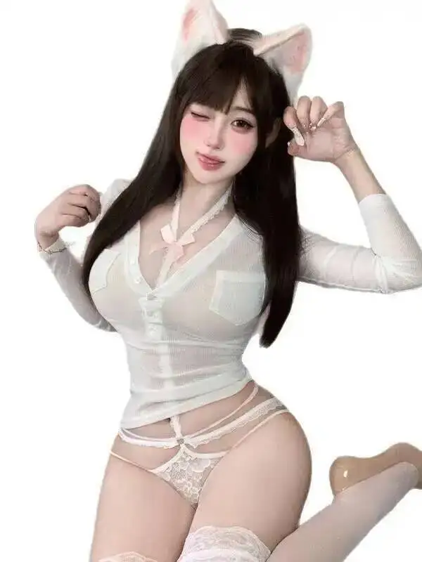 セクシーなレースの純粋な欲望スタイルホルターネック取り外し可能なパンティー女性のためのちょう結びミッドローウエストブリーフショーツセクシーな WHI8