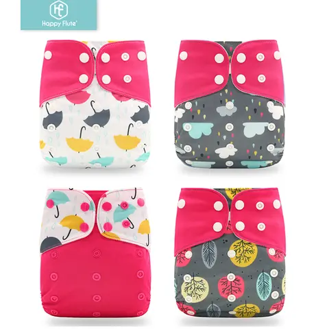 Reusable Eco-friendly Baby Cloth Diapers 4pcs HappyFlute