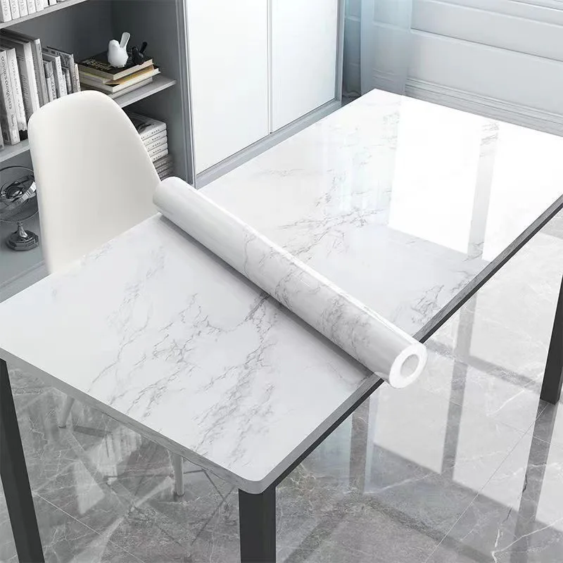 45 * 500CM Imitation Marble Self-adhesive Wallpaper White Pink Restaurant Hotel Front Desk Desktop Renovation PVC Stickers view 6