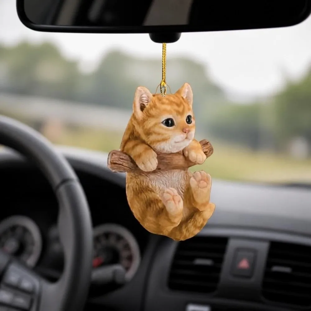 Cat Design Car Pendant Resin Small Size Car Hanging Ornaments Creative Shape Car Interior Accessories Car Interior Decoration