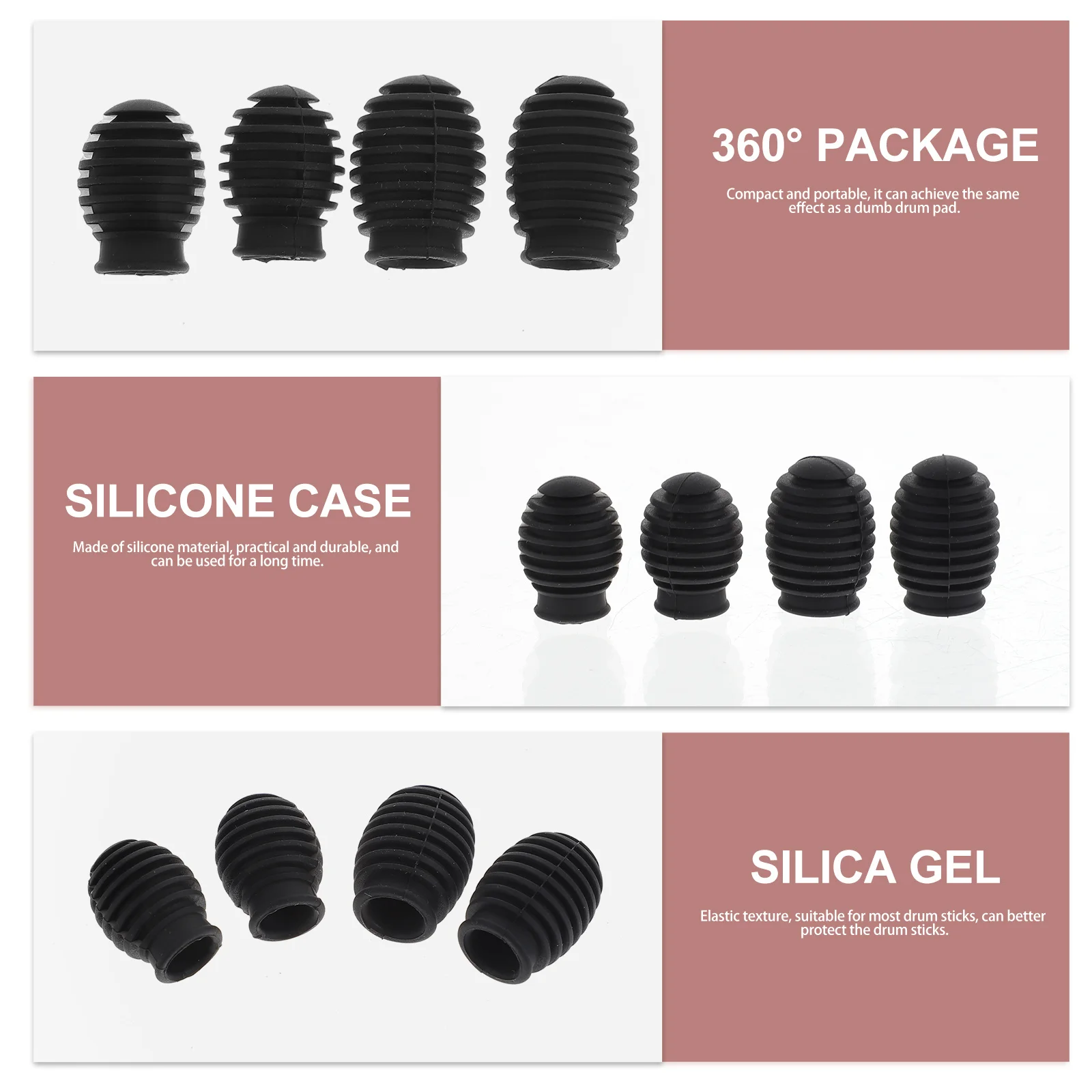 

4pcs Silicone Drumstick Covers Mute Protectors Durable Elastic Drum Practice Covers For Beginners Drum