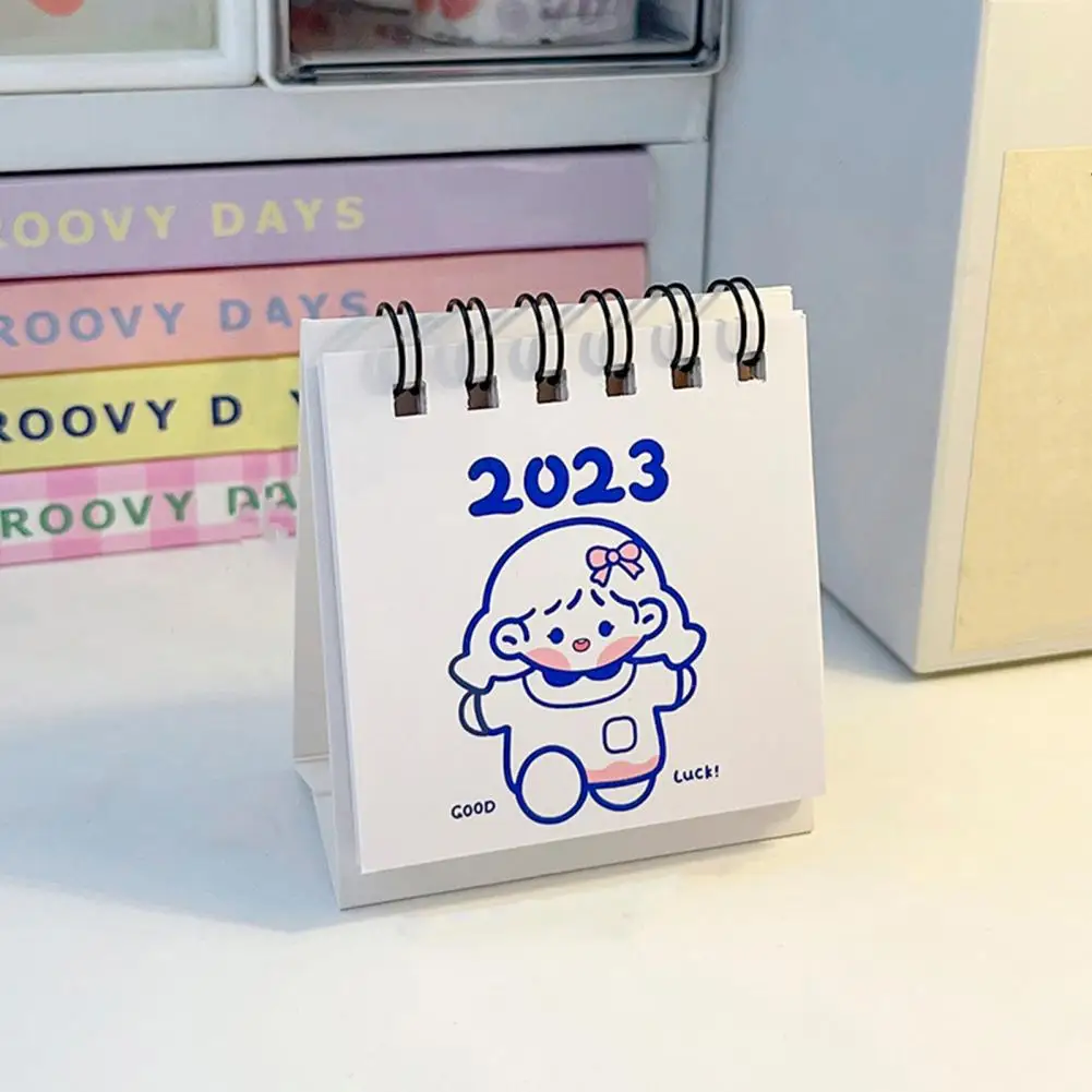 Kumparan Ganda Novel 2023 Kalender Rencana Bulanan Kreatif Kalender Meja Mini Lipat Lucu untuk Rumah