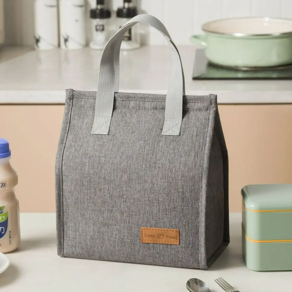 Food Bag Insulation Package Solid Color Food Hand Bags Waterproof Lunch Bag Thermal Breakfast Organizer Tote Canvas Lunch Bag