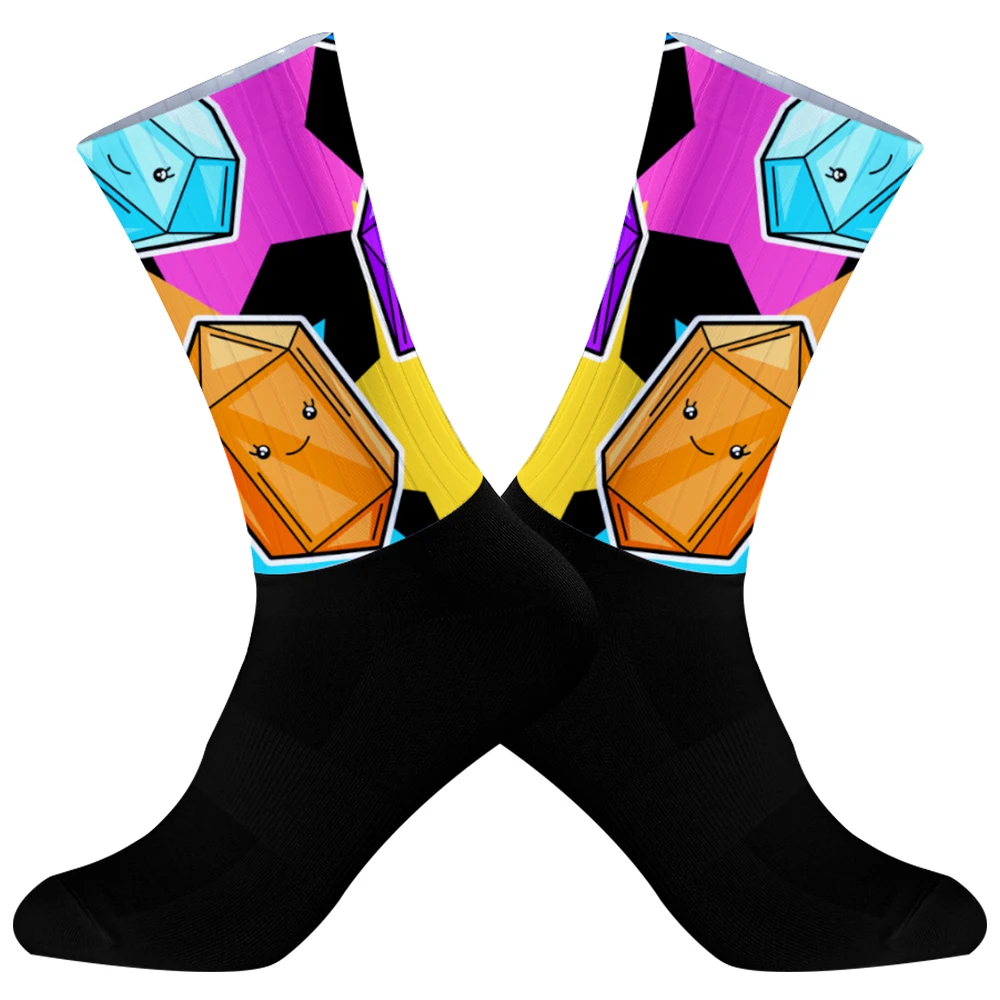 

2025 New Creative Skull Head Gem Milk Tea Sports Cycling Socks Silicone men and women Basketball Riding Bicycle Socks