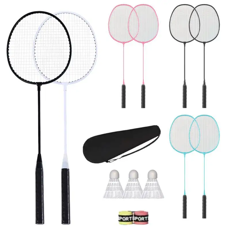 Badminton Racket Set Lightweight Badminton Racquets Backyard Games Alloy Rackets Badminton Rackets with Carrying Bag for kids