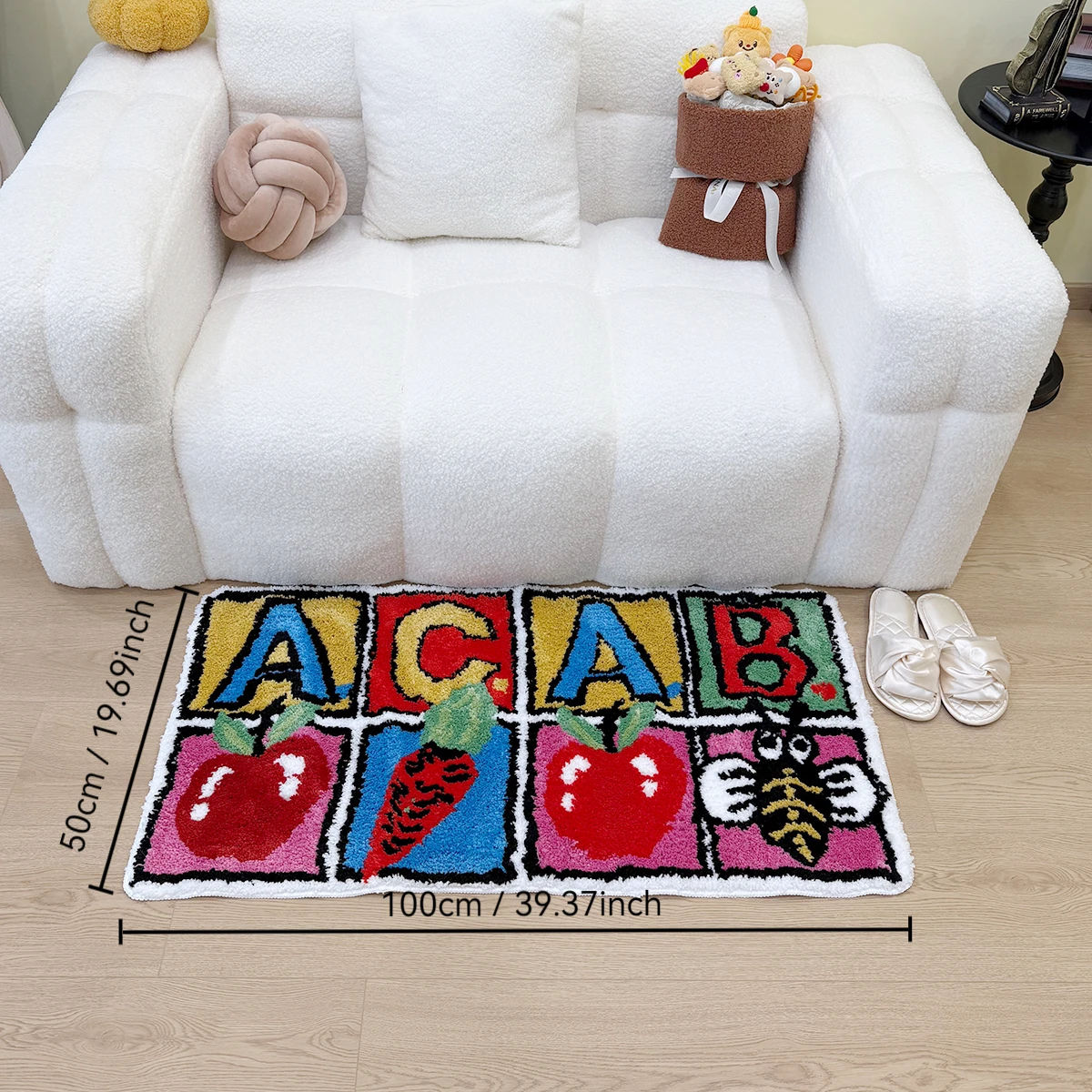 ACAB Cartoon Tufted Rug - Soft Fluffy Multicolor Area Flocking Rug Non-Slip Washable Floor Carpet, Fun Pop Art Home Decor Accent