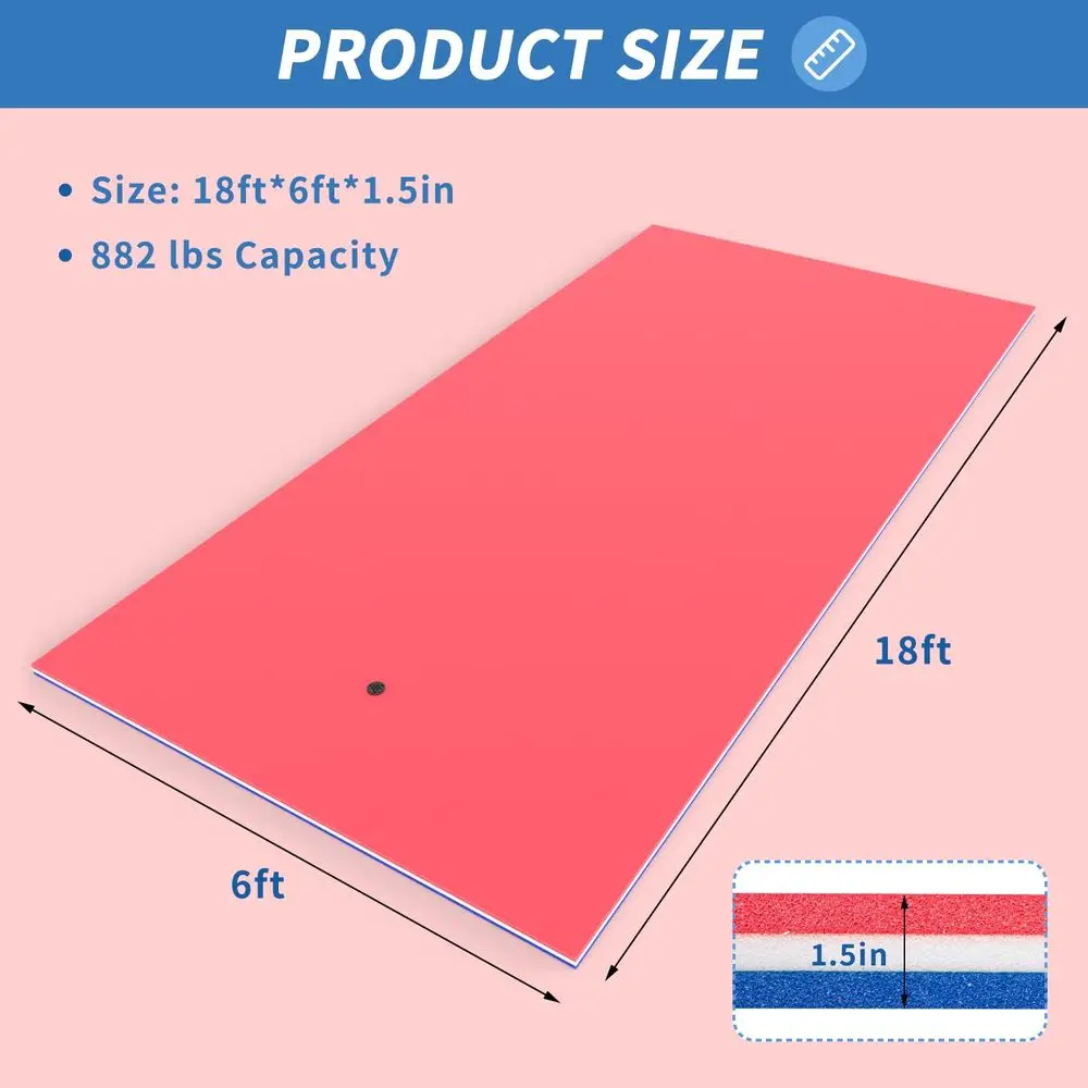 12 18FT 3Layer Lily Pad Floating Mat, DoubleSided Use Floating Water Mat, Floating Mat for Lake, Water Mat Suitable for Adult a