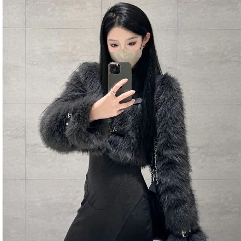 Manteau de fourrure court pour femme, veste, vêtements, automne, hiver, 2024