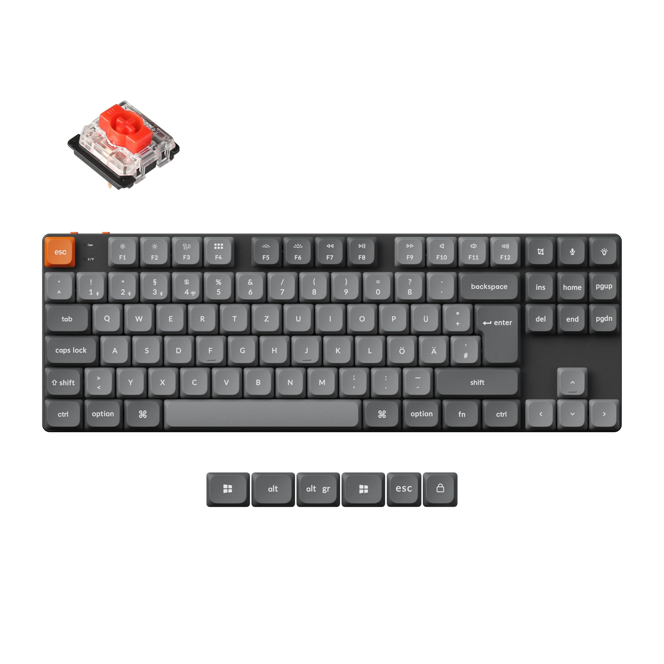 Keychron K1 Max ISO Layout QMK Wireless Custom Mechanical Keyboard Low Profile Gateron Switch Double-Shot PBT Keycap