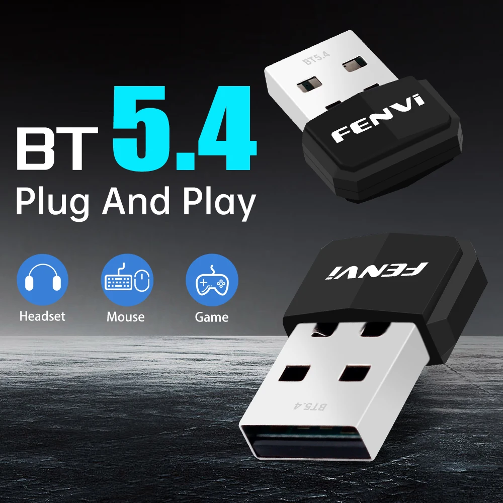 

FENVI USB Bluetooth 5.4 адаптер Mini USB беспроводной приемник для ПК мышь клавиатура музыкальная аудиокарта драйвер бесплатно для Win10/11