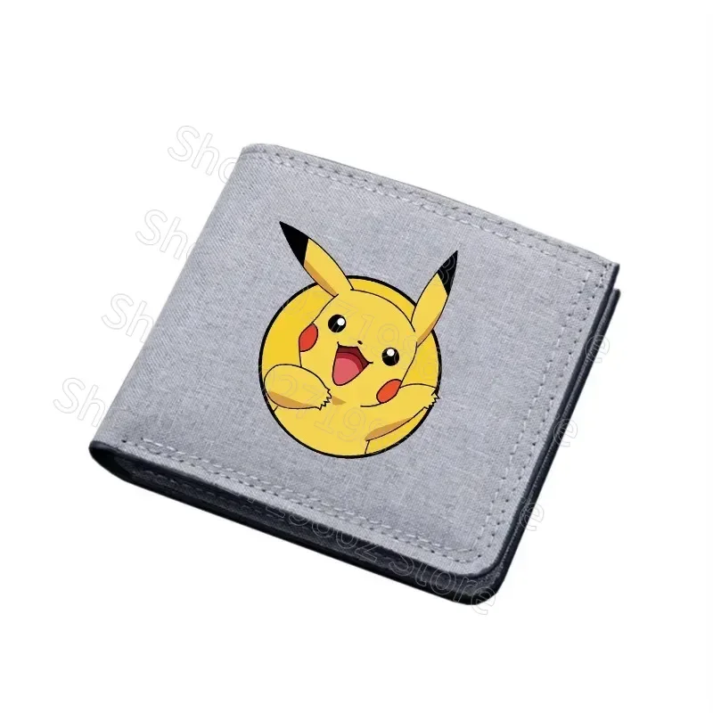 Pokemon Pikachu Canvas Wallet Anime Short Folding Purse Men Card Holder Credit Card Case Coin Purses Multifunction Wallets Gift