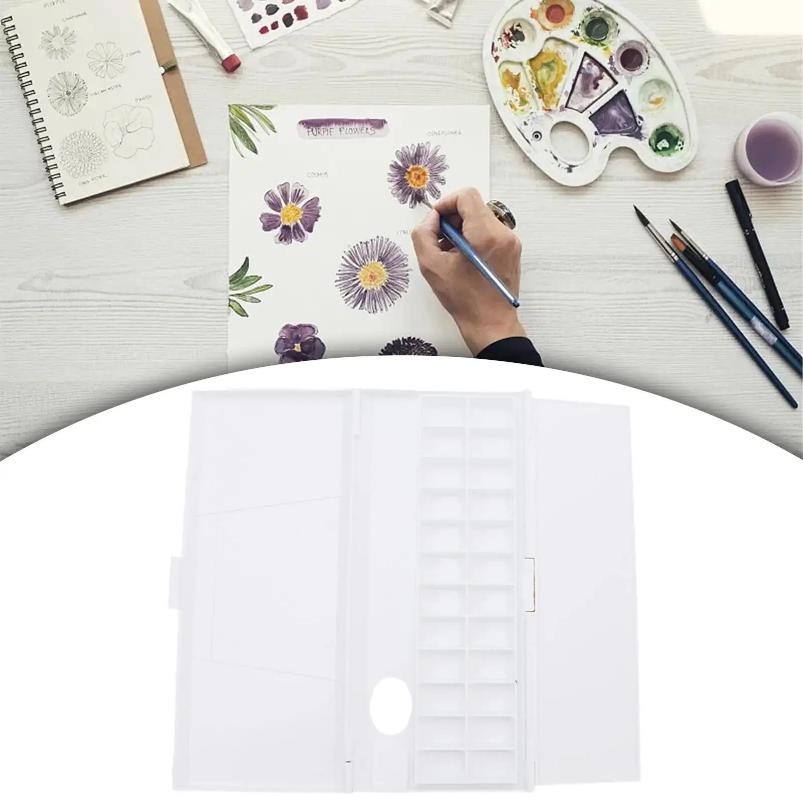 

Empty Watercolor Palette Paint Case Paint Box Crafts with Lid Paint Palette Gouache Mixing Tray for Adult Hobbyists Men Women