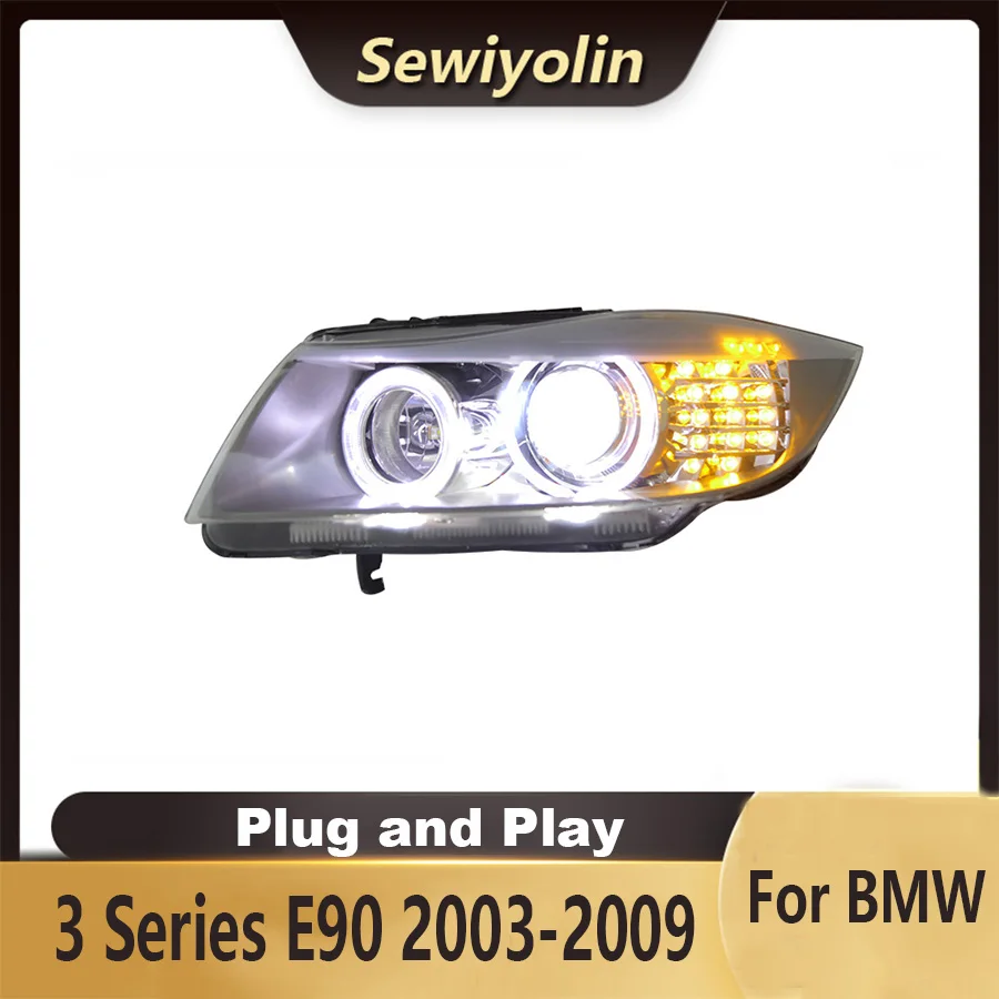 

Для BMW 3-й серии E90 2003-2009, автомобильные аксессуары, фара в сборе, светодиодные фонари, лампа DRL, сигнал Plug and Play, дневные ходы