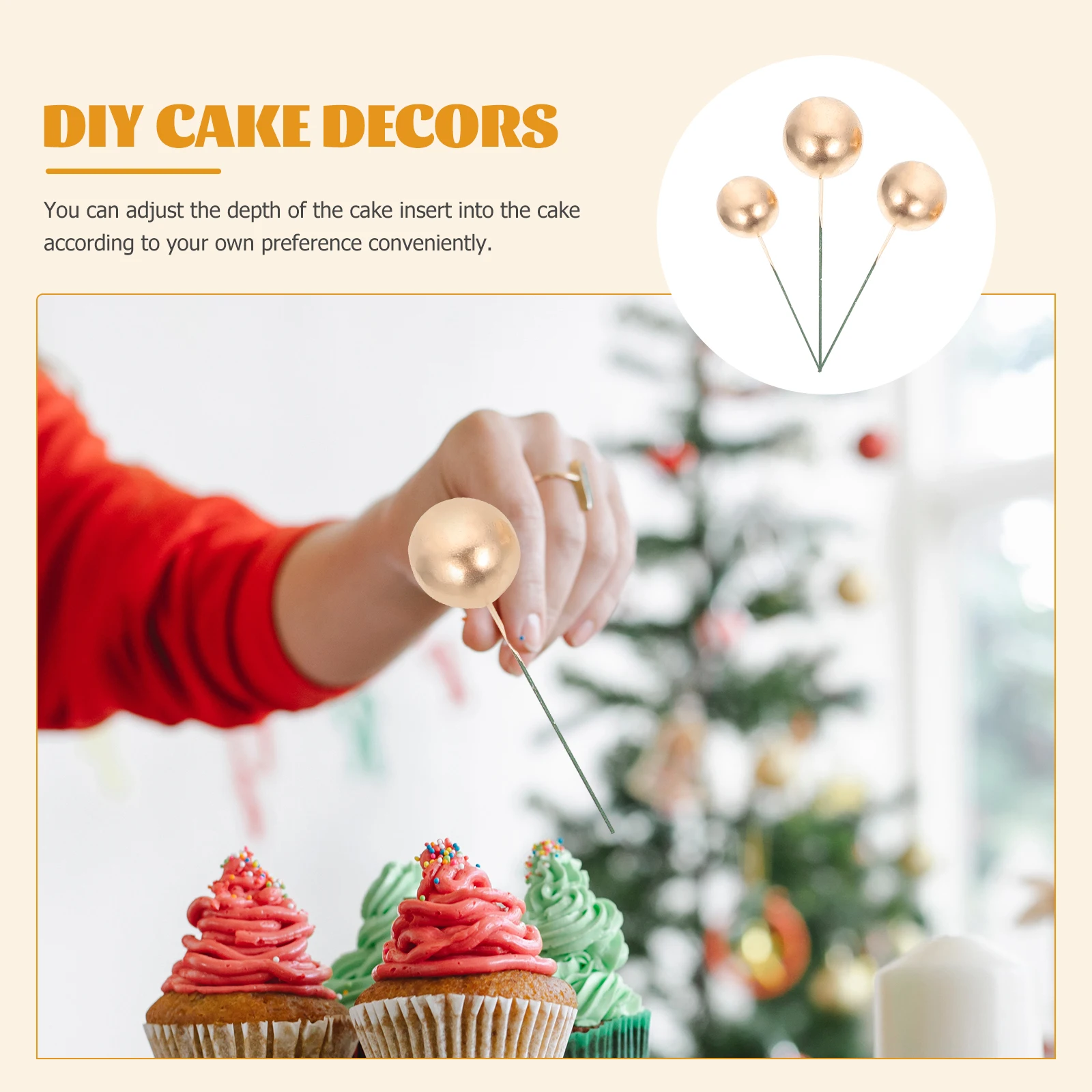 

45 Pcs Cake Decorative Foams Balls Toppers Balloon Dessert Picks Birthday Party Supplies DIY Accessories Wedding Garden Cake