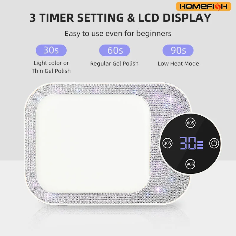 مصباح جل وسادة اليد القابل لإعادة الشحن من Homefish - معالجة بالأشعة فوق البنفسجية للأظافر، معدات منزلية محمولة سريعة الجفاف #3
