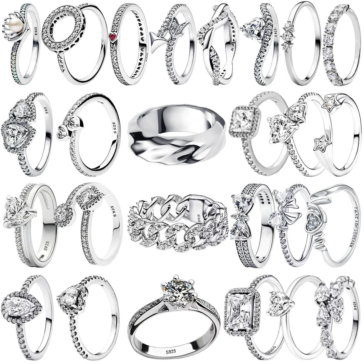 

Винтажные кольца с муассанитом, стерлинговое серебро 925 пробы, 6 когтей, кубический цирконий, кольца с короной в форме сердца для женщин, юбилейные ювелирные изделия, подарки