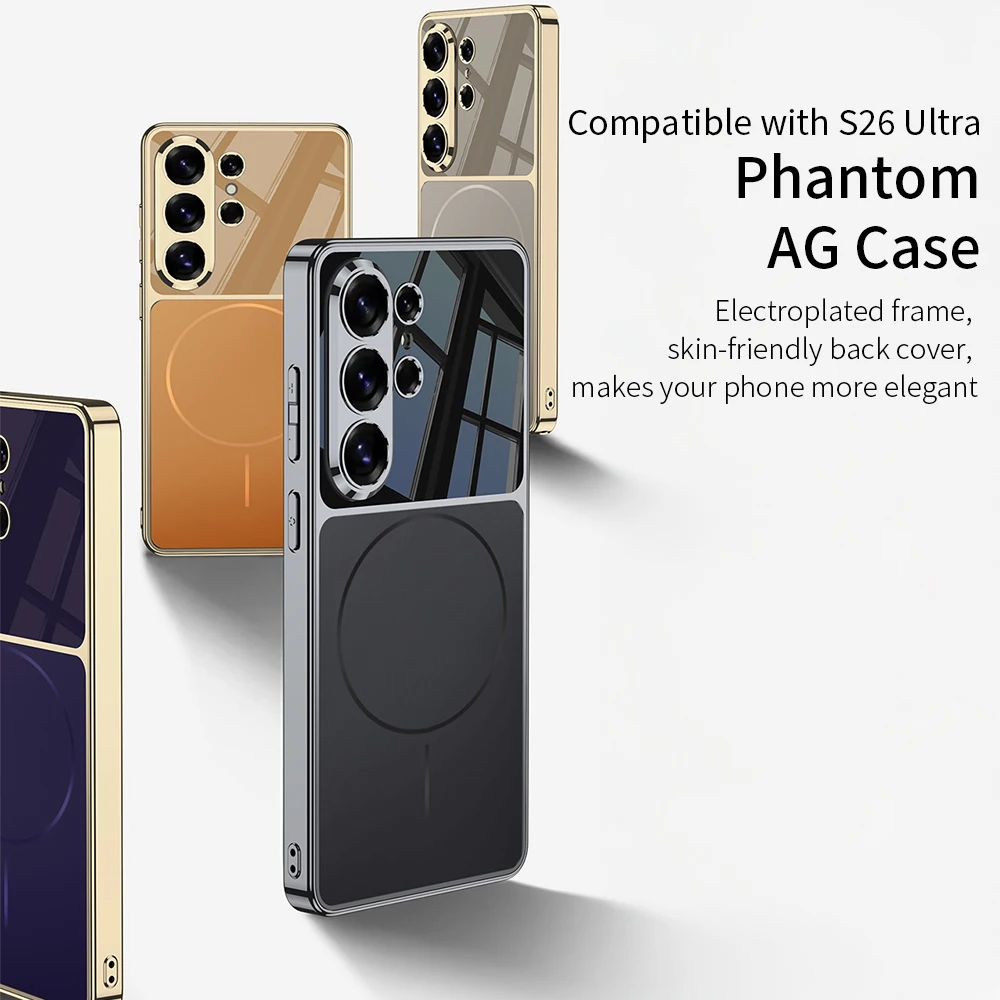 2026 New Luxury Plating Magnetic Matte Phone Case For Samsun