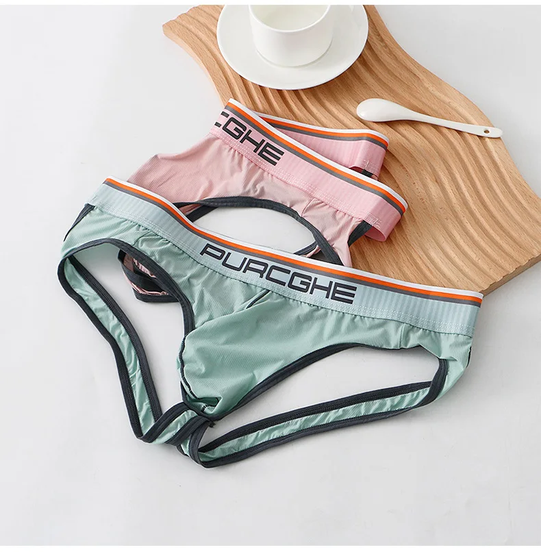 1PCS Sexy Men Thong Underwear Jockstraps Crotchless Pants Low Waist Bikini Panties Thin Elastic Thread Skin Friendly Lingerie