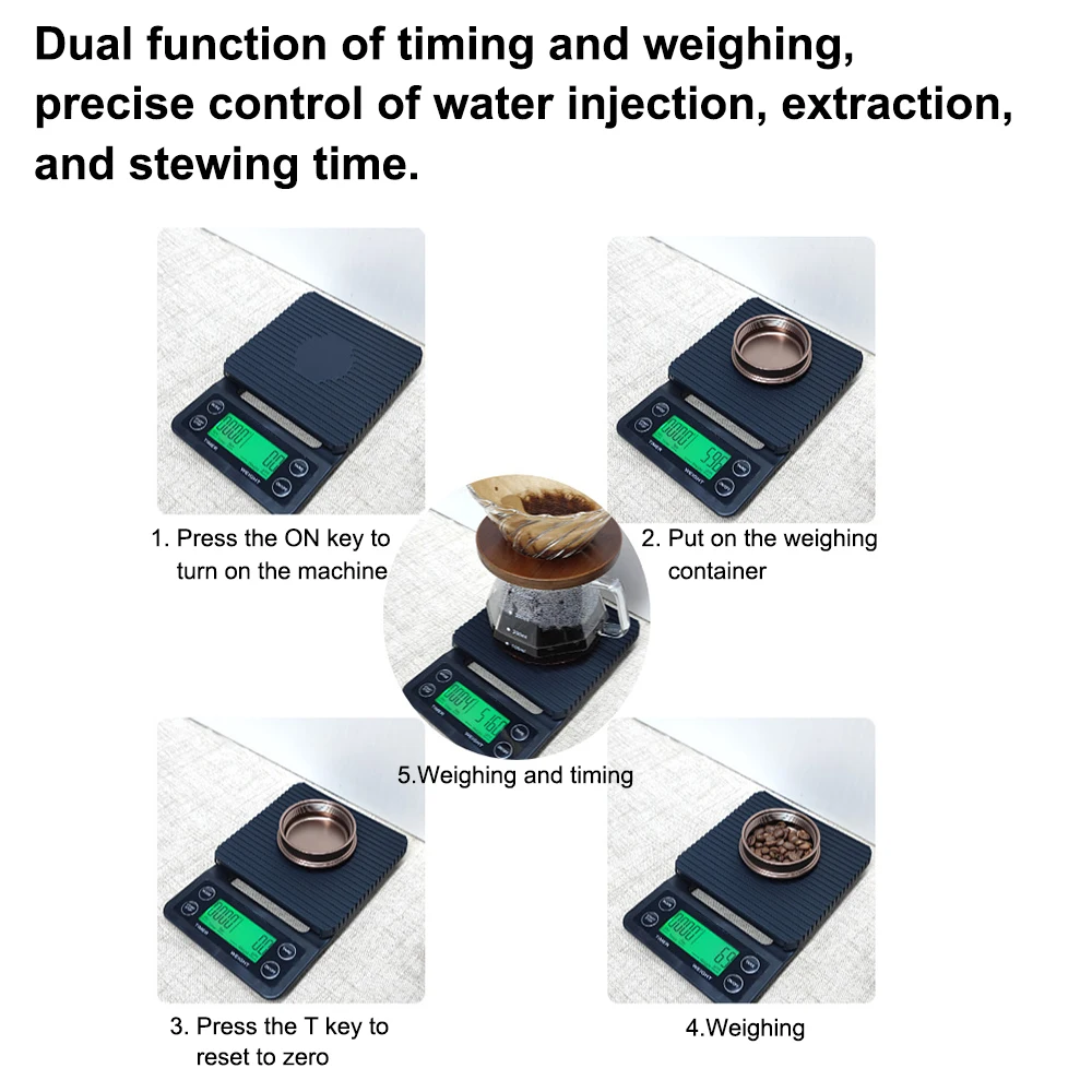 Digital LCD Kitchen Scales with Timer Kitchen Accessories 3kg 0.1g Electronic Coffee Scale For Food Balance Weighing