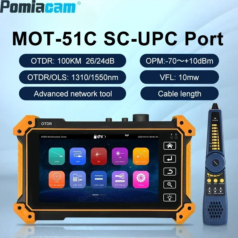 

MOT-51 5.55 inch screen OTDR fiber tester/OPM/VFL/LS/RJ45 TDR/UTP Cable tester in one optical fiber tester