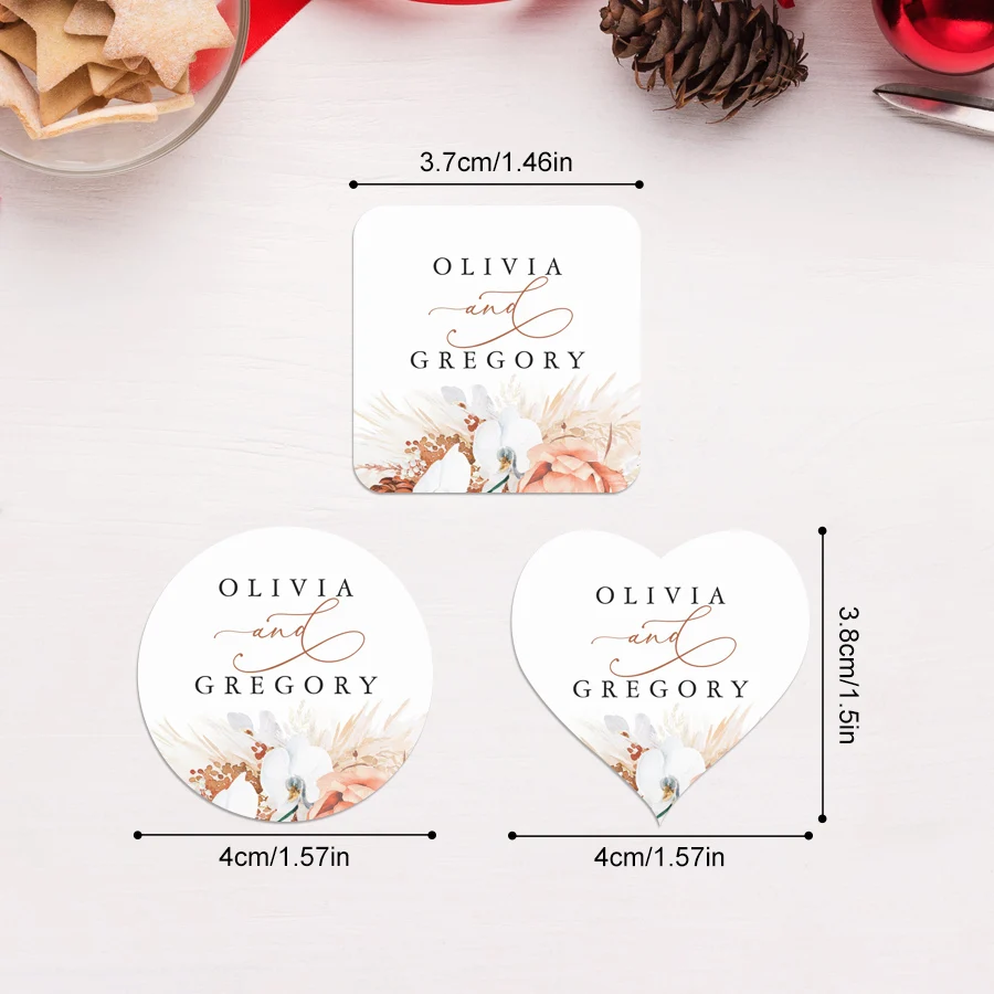 Personalized Wedding Stickers Labels-Custom Floral Decals for Gift Box Decorations,Party Event Supplies,DIY Craft Sealing Decor