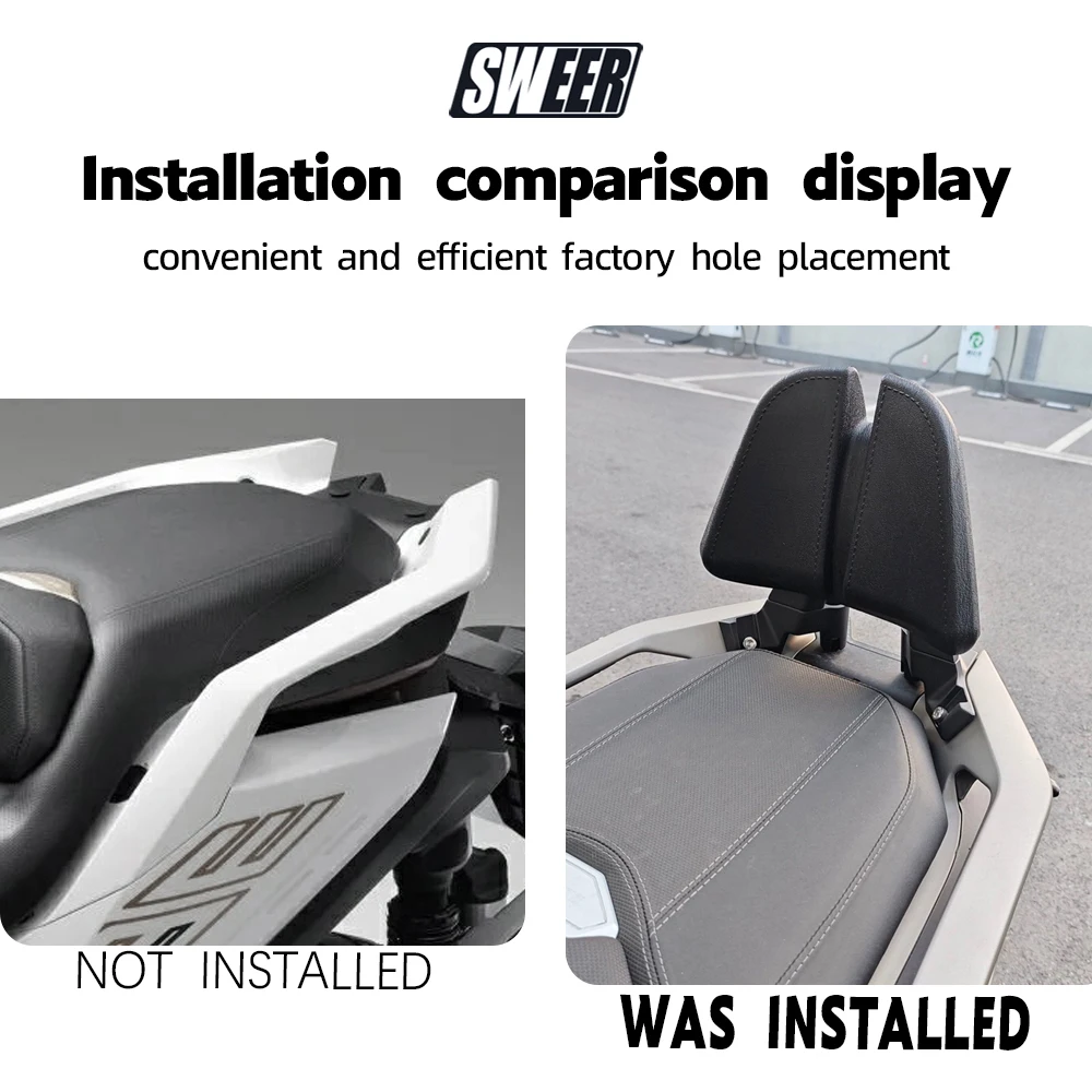 Motorcycle Rear Passenger Backrest Soft Sponge Pad Aluminum Support Bracket Accessories For Zontes 368G