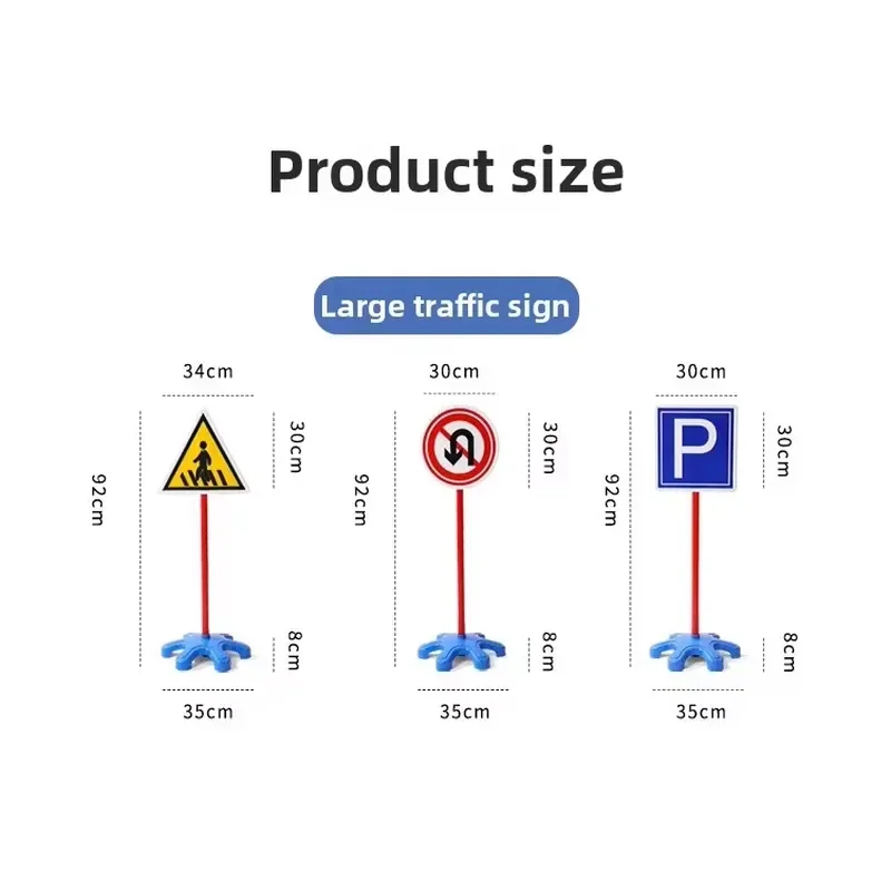 Plastic Road Sign Educational Toy Set for Preschool Children Traffic Warning Sensory Training Equipment Unisex